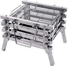 NEWCES Safety Certification Foldable BBQ Grill Stainless Steel Charcoal Barbecues Grills w/Storage Bag Smoker BBQ Grill Wood Burning Barbecues BBQ Grill Rack for Camping Bonfire/Yard Heating/Barbecue
