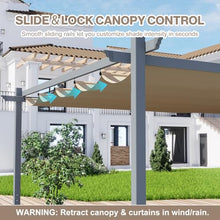 Aoodor 10 x 12 ft Outdoor Pergola with Retractable Shade Canopy, Brown