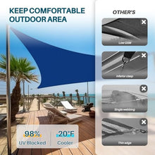 Coarbor 37'x38' Reinforced Wire Sun Shade Sail Rectangle Heavy Duty Strengthen Canopy Cover with A Ring Steel Cable Wire for Patio Backyard Deck Yard Garden Pergola Porch, Blue
