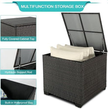 UOPYNE Outdoor Patio Wicker Furniture Set, No Assembly Required All-Weather Rattan Conversation Bistro & Storage Box Glass Top Table for Garden, Porch, Balcony and Deck