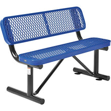 Global Industrial 4'L Heavy Duty Expanded Metal Mesh Bench with Backrest