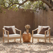 Merax Patio Acacia Wood Club Chair with All-Weather Coushions, Set of 2