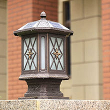 VELLOW Outdoor Solar Post Lights,Aluminum Waterproof Column Lamp with Glass Lampshade,Wall LED Dimmable Home Patio Wall Head Stigma Lamps,Decorations Landscape Lighting for Patio Porch Railing