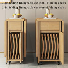 MATISUN Solid Wood Foldable Dining Table and Chair Set, Folding Dining Table with Chairs for Restaurant, Warehouse, Home, Kitchen, Garage (Wood,1.3m(4 Chairs))