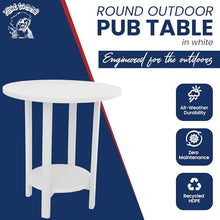 Phat Tommy Round Bar Height Patio Table - Outdoor Bar Table - Balcony Height Patio Furniture for Your Deck - Poly Outdoor Furniture, White
