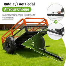 KEIKI 1500 lb Capacity Dump Cart Trailer Tow Behind, 15 Cu Ft Heavy Duty Garden Wagon with Foot Pedal Dump, Steel Utility Cart for ATV UTV Lawn Tractor Yard Hauling
