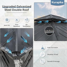 Kurapika 12' x 16' Hardtop Gazebo Outdoor Metal Pavilion with Canopy and Netting Gray