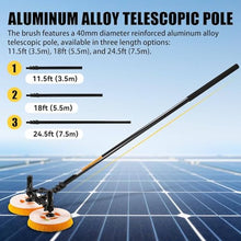 Commercial Solar Panel Cleaner Kit - 70cm Dual Brush Heads | 320RPM Dual Motor | Telescopic Pole (3.5/5.5/7.5m) | Auto Water Feed | Dual Power Supply | for Rooftop/Solar Farm/Power Plant,18ft(5.5m)