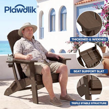 Plawdlik Folding Adirondack Chair Set of 4, Cup Holder，Wooden Textured ，Heavy All-Weather HDPE Comfortable Set Poolside Backyard Lawn Coffee