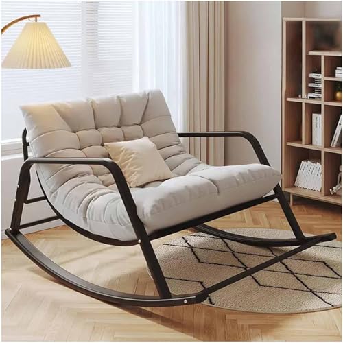 ERoomQ Double Living Room Rocking Chair with Soft Cushion, Comfortable Breathable Bedroom Rocking Chair, Modern Outdoor Garden Lounger, Zero Gravity Chairs with Armrests, Ergono(Grey)