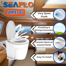 SEAFLO 12V Deluxe Flush Fresh Water Electric Marine Toilet White