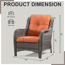 MeetLeisure Outdoor Wicker Chair Rattan Patio Dining Chairs Set of 6 PE Wicker Patio Chairs with 4 inch Seat Cushions Patio Seating Chair for Garden, Backyard Swimming Pool, Balcony, Orange