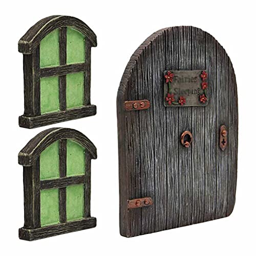 A1DFDFGOQSFG Miniature Fairy Gnome Window Door Elf Home for Yard Art Garden Sculpture Statues Decor Outdoor Fairy Garden