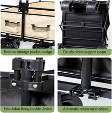 Camping Wagon – Heavy Duty Folding Trolley, 250kg Capacity, Compact Collapsible Cart ，for Shopping, Picnic, Garden, Beach, Fishing & Outdoor Festivals(Black)