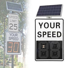 Solar Powered LED Radar Speed Display Signs, Flashing Speed Limit Indicator, Simultaneous Speed Measurement 4 Lanes, with Remote Control, for Speed-Limited Roads