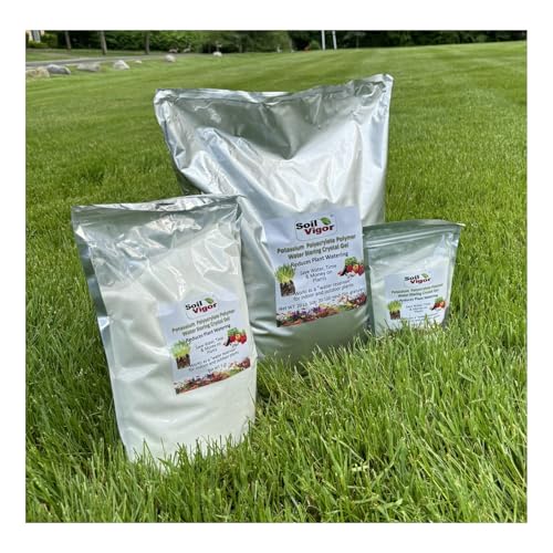 Soil Vigor® Fine Granules – Water-Storing Crystals for Strong Plant Growth, Potassium Polymer for Gardens, Flowers, Vegetables, Trees & Lawns, Reduces Watering, Lasts Up to 7 Years (45 lb)