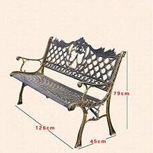 Outdoor Garden Bench, Outdoor Furniture Cast Iron Porch Bench, Anti-Rust Iron Art Leisure Terrace Bench, Suitable for Deck/Lawn/Street(Carved Green)