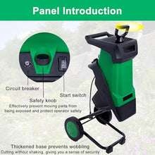 VNATWGOO Electric Wood Chipper Mulcher Shredder, 2400W 4500RPM, for 0-40mm Branch Wood Chipping, with 50L Collection Bag Green