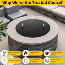 G GOOD GAIN Firepit Lid Round 34 Inch - Rust Resistant Fire Pit Lid Cover with Wooden Handle & Gloves, Fire Pit Snuffer Lid for Courtyards, Patio, Winter Cold Protection. Fits Fire Pits Up to 32"