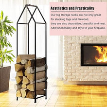 Innovz 4 ft Outdoor Heavy Duty Firewood Rack, Log Storage Holder Stacker Organizer, Large Fire Wood Pile Store Shelf for Fireplace/Fireside/Porch(Black)