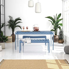 Novogratz Poolside Gossip, Ola All-Steel Table and Bench Set, French Blue
