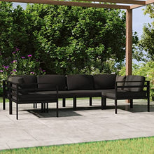 KPOUTRFG 6-Piece Anthracite Aluminum Frame Outdoor Sofa Set with Large Modular Seating and Weatherproof Polyester Cushions for Garden Furniture