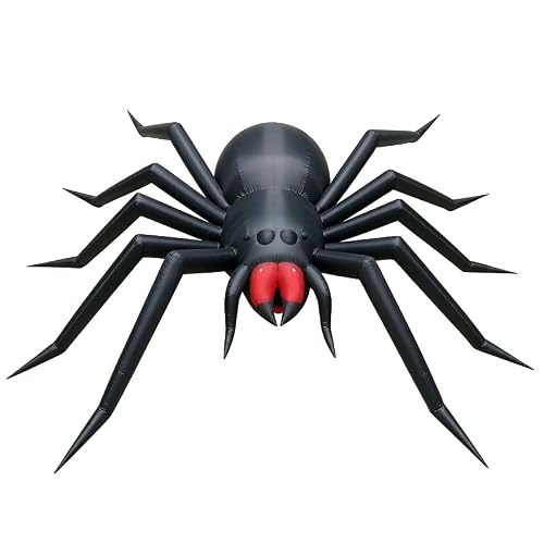 30 FT Giant Inflatable Spider Halloween Decoration, Large Black Scary Inflatable Spider with Red Fangs, Built‑in Blower, for Yard Lawn Garden Halloween Party Outdoor Decor