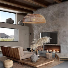 zhongheng Woven Pendant Light,Rustic Rattan Hanging Lamp Adjustable Handwoven Basket Shade Boho Fixtures for Kitchen Island Dining Room Bedroom Farmhouse Bar Foyer Hallway(23.6in)