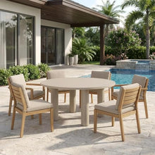 Outdoor Escape Gray Outdoor Patio 60-Inch Round Aluminum Dining Table with Durable Weather-Resistant Frame and Stylish Contemporary Design