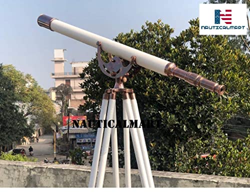 Nautical-Mart Brass Antique Anchormaster Telescope with White Leather 65