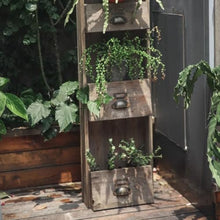 IBONSON Multi Tiered Plant Stand Indoor Courtyard Balcony Four-Grid Wooden Wall Flower Stand Garden Decoration Gardening Tool Storage Rack Corner Outdoor Plant Stand