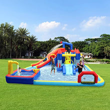 Ytonisld Inflatable Water Slide 19x17x8 Ft 10-in-1 Water Park Bouncy Castle Multicolor