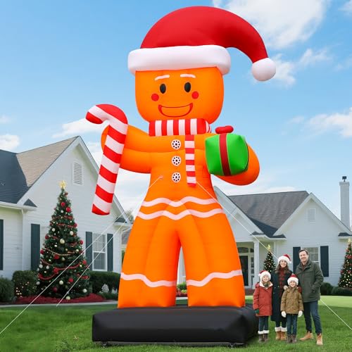 Wellcomer 20Ft Giant Christmas Inflatable Gingerbread Man with Powerful Blower, Blow Up Holiday Decoration for Outdoor Yard Lawn Christmas Party (Without LED Lights)