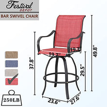 Festival Depot 9pcs Patio Dining Set Bar Height Swivel Bistro Chairs with Armrest and Tempered Glass Table Red
