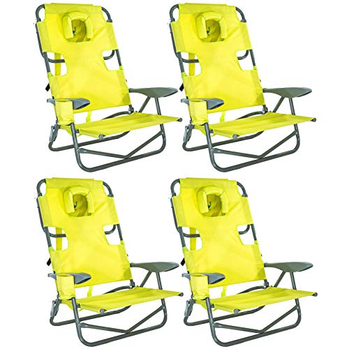 Ostrich The Heavy-Duty Backpacker, Portable Beach Chair w/Face Hole, 4 Pack