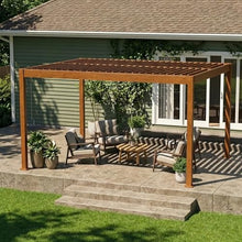 Patio Kingdom 10' x 10' Louvered Pergola Outdoor Aluminum Pergola Kit with Adjustable Roof, All-Weather Metal Gazebo with Drainage System for Patio, Deck, Garden and Backyard Shade, Wood Looking