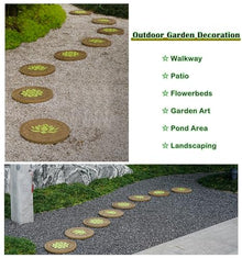 Innovz Glow in The Dark Round Stepping Stone Set, Outdoor Luminous Lotus Stepping Stone Path Pavers, Home Villa Garden Patio Stones for Decorative Ground (Color : Style 2, Size : 5pcs)