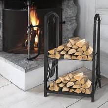 2-Tier Wood Log Holder for Outdoor Indoor,Firewood Rack with Tool Set
