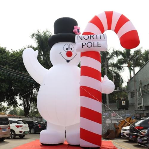 Christmas Giant Inflatable Abominable Bumble Snowman with Led Lights Outdoor Yard Decorations, Blow Up Snow Monster Winter Outside Decor for Xmax Holiday Party Garden Lawn (White-Model 2, 28ft 8.5mH)