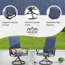 LOKATSE HOME 6 PCS High Back Textilene Outdoor Patio Swivel Chairs Blue