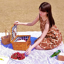 ZYBB Willow Picnic Basket Set with Cutlery for 2 People 33X27x19cm