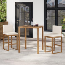 Christopher Knight Home Gree Acacia Wood Patio Bar Table and Chairs Set of 2, 3-Piece Wooden Outdoor Bar Set, Comfy Bar Stools Set of 2 with Bar Height Table, Light Beige+Light Brown