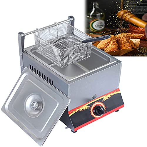 Large Capacity Gas Fryer Stainless Steel Home Commercial LPG Fryer Adjustable Firepower with Baskets and Lids for Fries Donuts Fish Easy to Clean,Natural Gas-11L