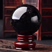 NIBHZ Natural Black Crystal Ball Ornaments, Black Crystal Ball, Home Living Room, Bedroom, Crystal Crafts Original Stone,Black,200mm