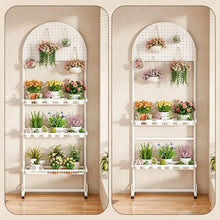 3 Tier Metal Plant Stand With Pegboard, Floor Display Rack For Indoor