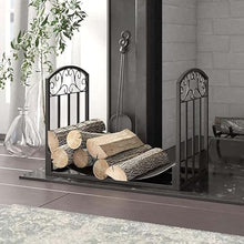 EliteBloom Wrought Iron Fireplace Tool Firewood Stand, Firewood Rack Fire Wood Racks Outdoor, Large Free Standing Fireplace Wood Firewood Rack