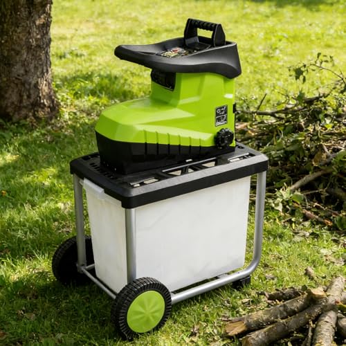 Sushangmao Wood Chipper, Garden Shredder Electric 2800w, 5000r/Min Garden Chipper for 45mm/1.77" Branches, with 60l Box and Overload Protection, Tree Shredder, Mulcher