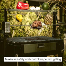 GW Store - Charcoal Grill Maiten - Freestanding Santa Maria Barbecue, Adjustable Height, Detachable Front Cover, 22 lbs Capacity - Ideal for Camping