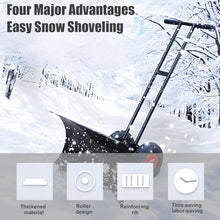 Heavy Duty Snow Shovel – 29-Inch Snow Plow, 10" All-Terrain Wheels Snow Pusher Wide Blade, 7-Way Pivot+ 5 Handle Heights Multi-Season – for Farms, Yards Clean Snow, Gravel, Sand