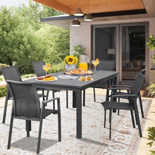 Wisteria Lane Extendable Aluminum Outdoor Dining Table, 68"-91.5" Adjustable Length Patio Dining Table for 6-10 People, All-Weather Oversized Dining Table with Adjustable Feet for Deck Garden Balcony